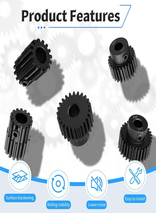 FOCMKEAS 48P Pinion Motor Gear 15T 1/8 inch(3.175mm) Shaft Hole, 1045 Hardened Carbon Steel Pitch Gears RC Upgrade Part fit for RC Brushless Brush Motor of 1/10 Model Car Climbing Car - Image 3